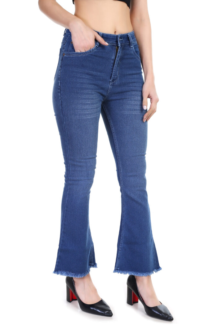 Women Boot-Leg High Rise Blue Jeans - Image 6