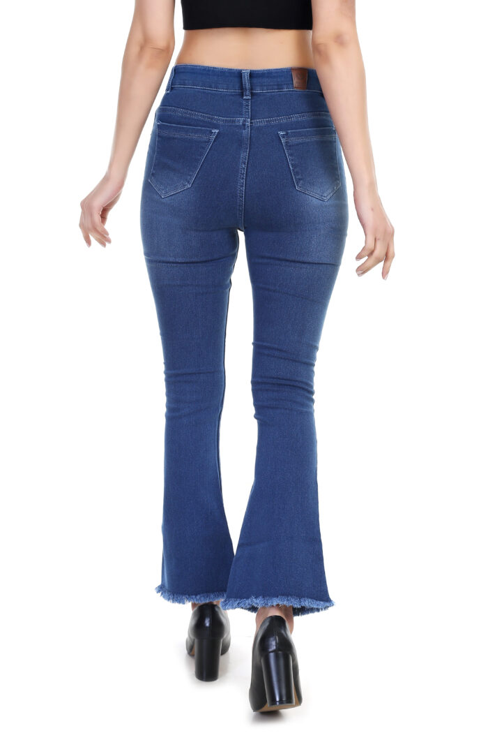 Women Boot-Leg High Rise Blue Jeans - Image 7