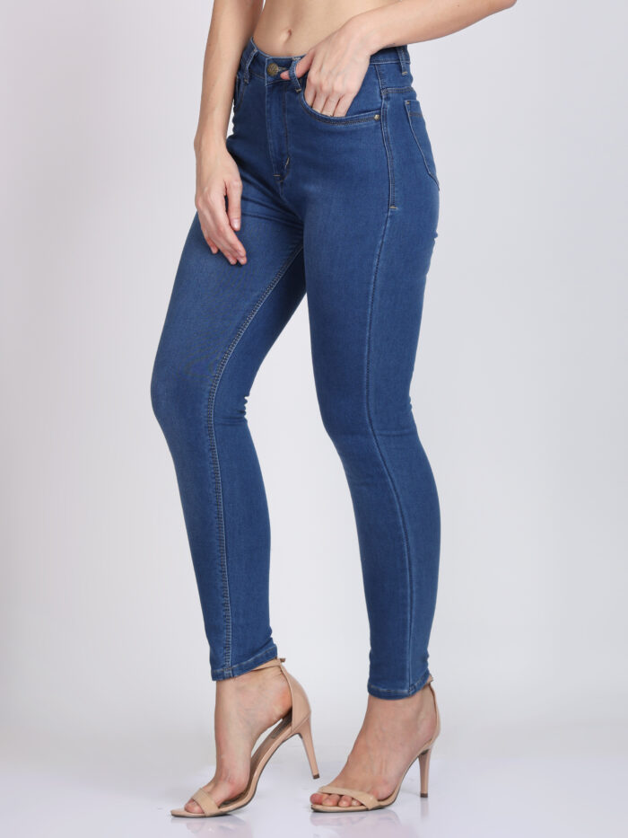 Women Skinny Mid Rise Light Blue Jeans - Image 3