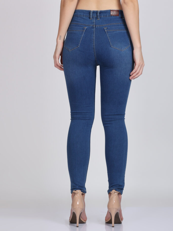 Women Skinny Mid Rise Light Blue Jeans - Image 5