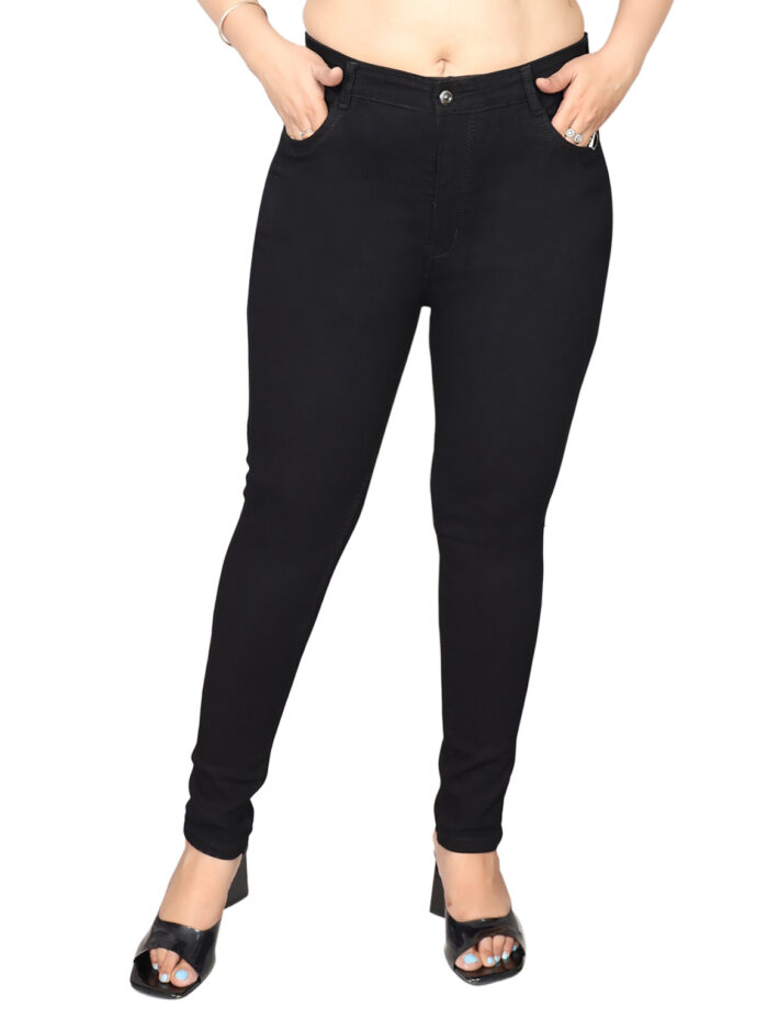 Women Slim Fit Mid Rise Black Jeans - Image 7