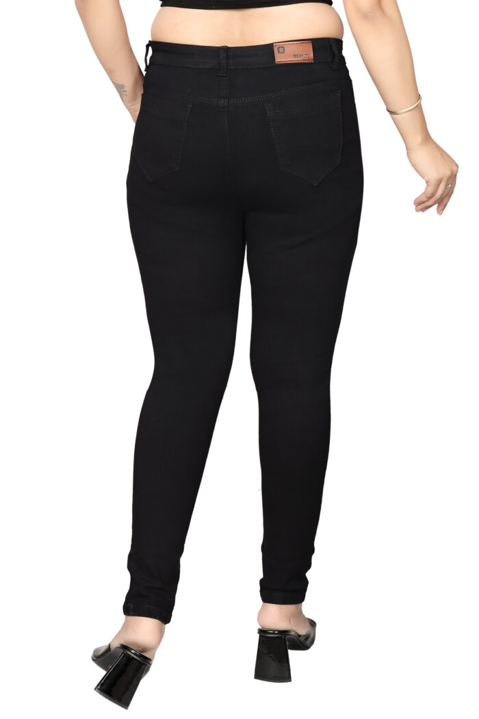 Women Slim Fit Mid Rise Black Jeans - Image 6