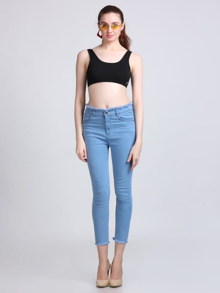 Women Skinny High Rise Light Blue Jeans - Image 7