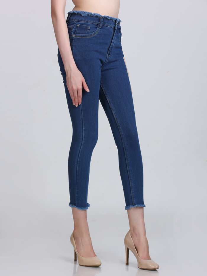 Women Skinny High Rise Bata-Blue Jeans - Image 6