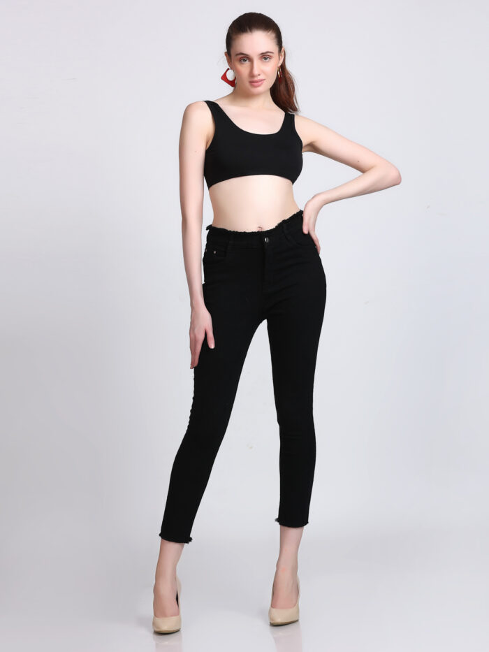 Women Skinny High Rise Black Jeans - Image 7