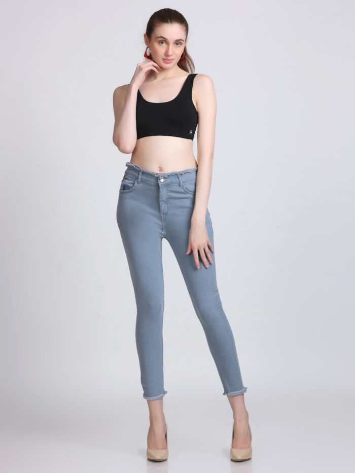 Women Skinny High Rise Grey Jeans - Image 3