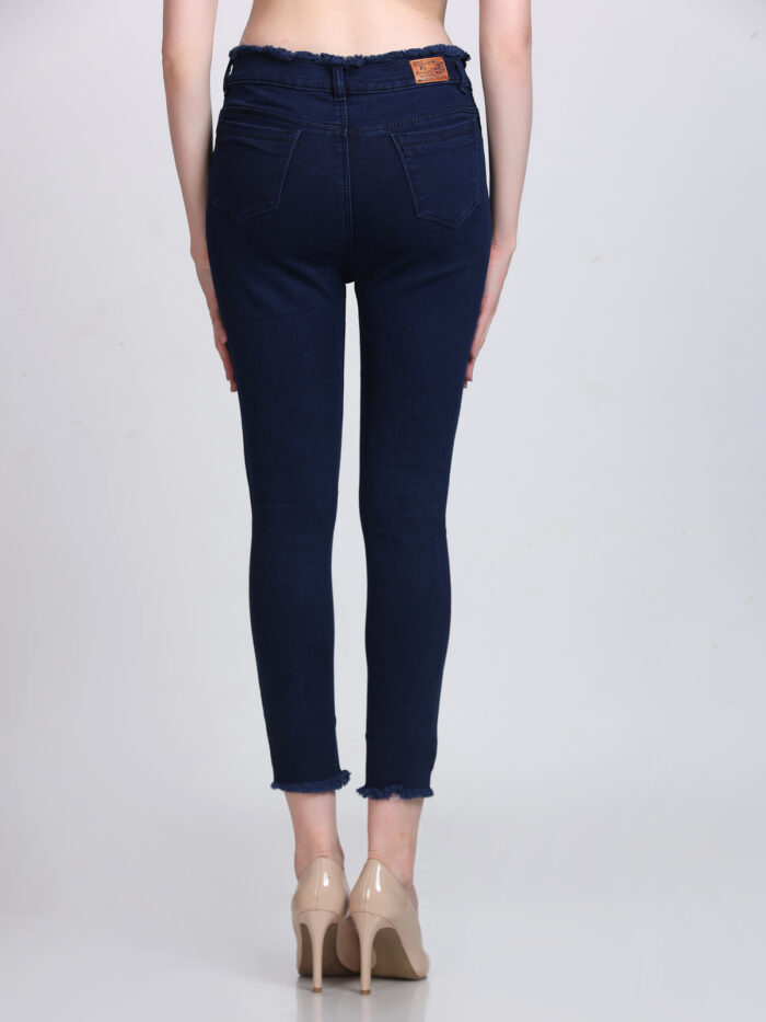 Women Skinny High Rise Dark Blue Jeans - Image 7