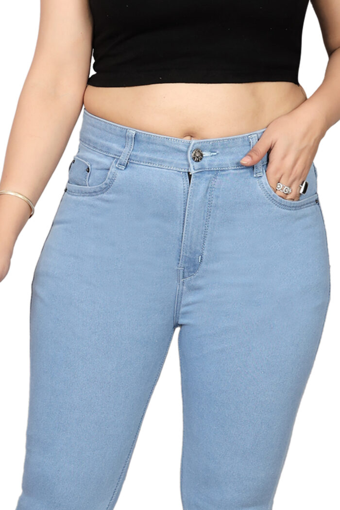 Women Slim Fit Mid Rise Light blue Jeans - Image 3