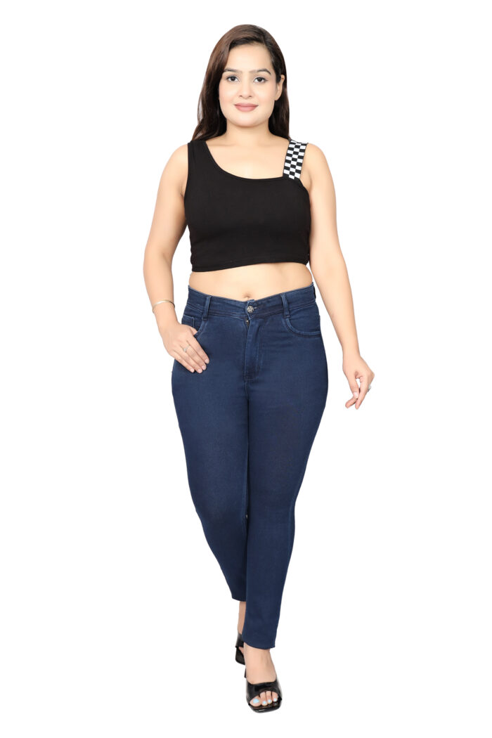 Women Slim Fit Mid Rise Dark Blue Jeans - Image 2