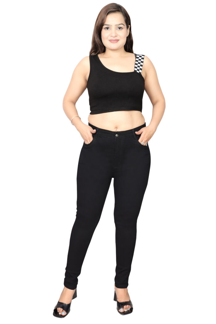 Women Slim Fit Mid Rise Black Jeans - Image 2