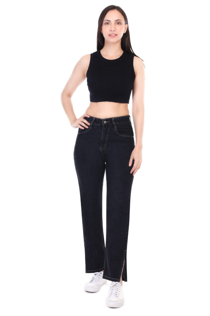 Women Boyfriend High Rise Black Jeans - Image 5