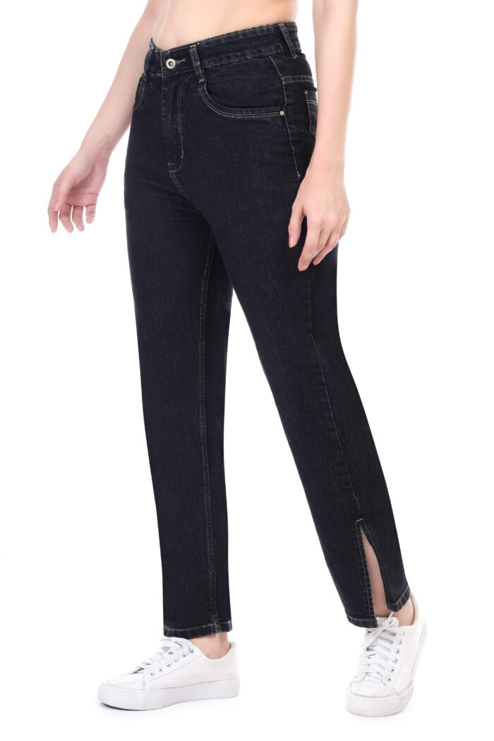 Women Boyfriend High Rise Black Jeans - Image 3