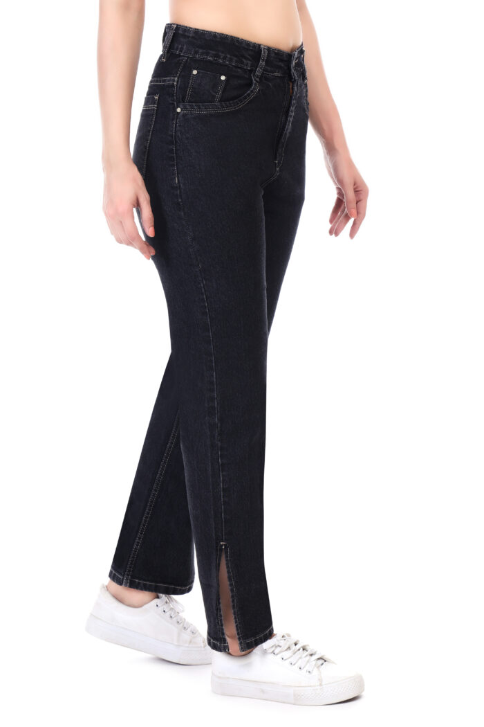 Women Boyfriend High Rise Black Jeans - Image 2