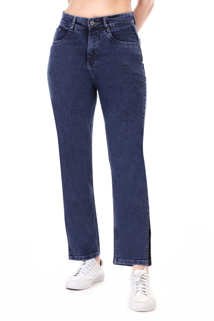 Women Boyfriend High Rise Dark Blue Jeans - Image 5