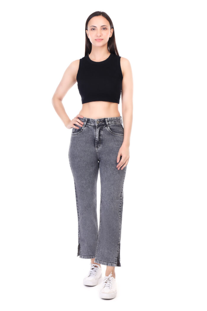 Women Boyfriend High Rise Grey Jeans - Image 6