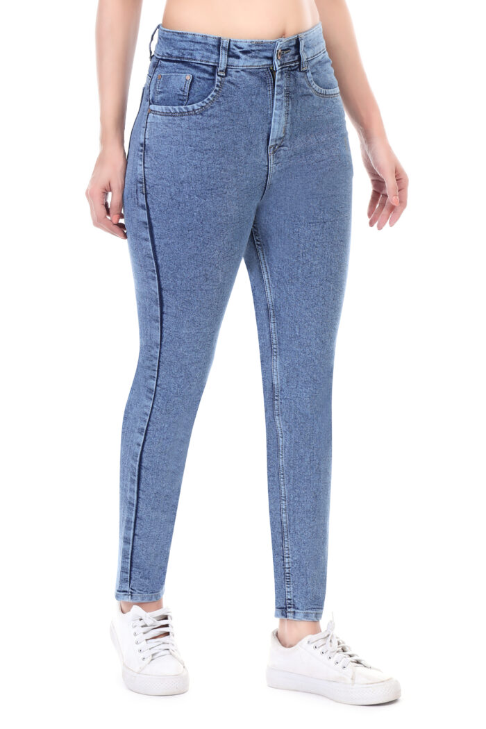 Women Mom Fit High Rise Light Blue Jeans - Image 2