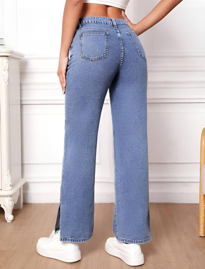 Women Boyfriend High Rise Light Blue Jeans - Image 3